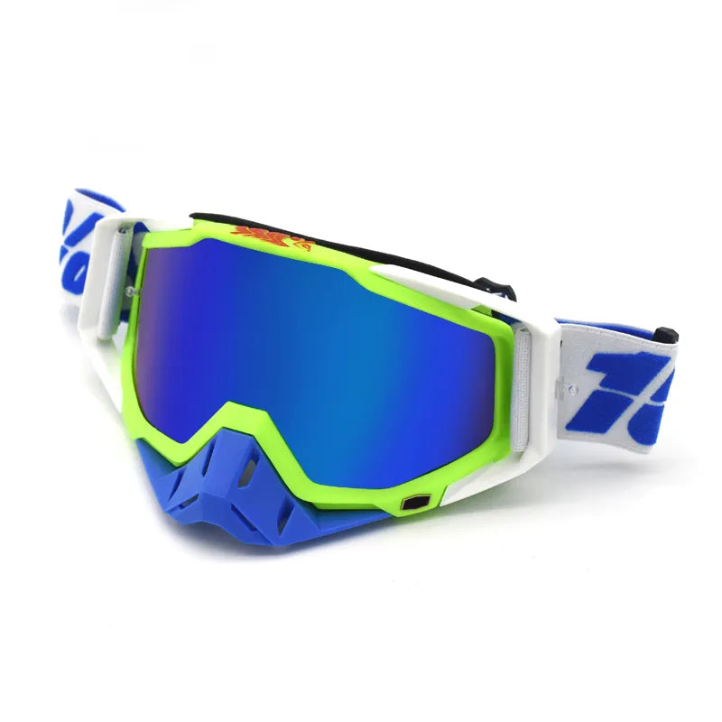Motocross Brillen - Downhill Goggles - MX Gafas - Cross Country Goggle - Motorcross Bril - Dirt Bike Brillen - Blauw Reflecterende Lenzen