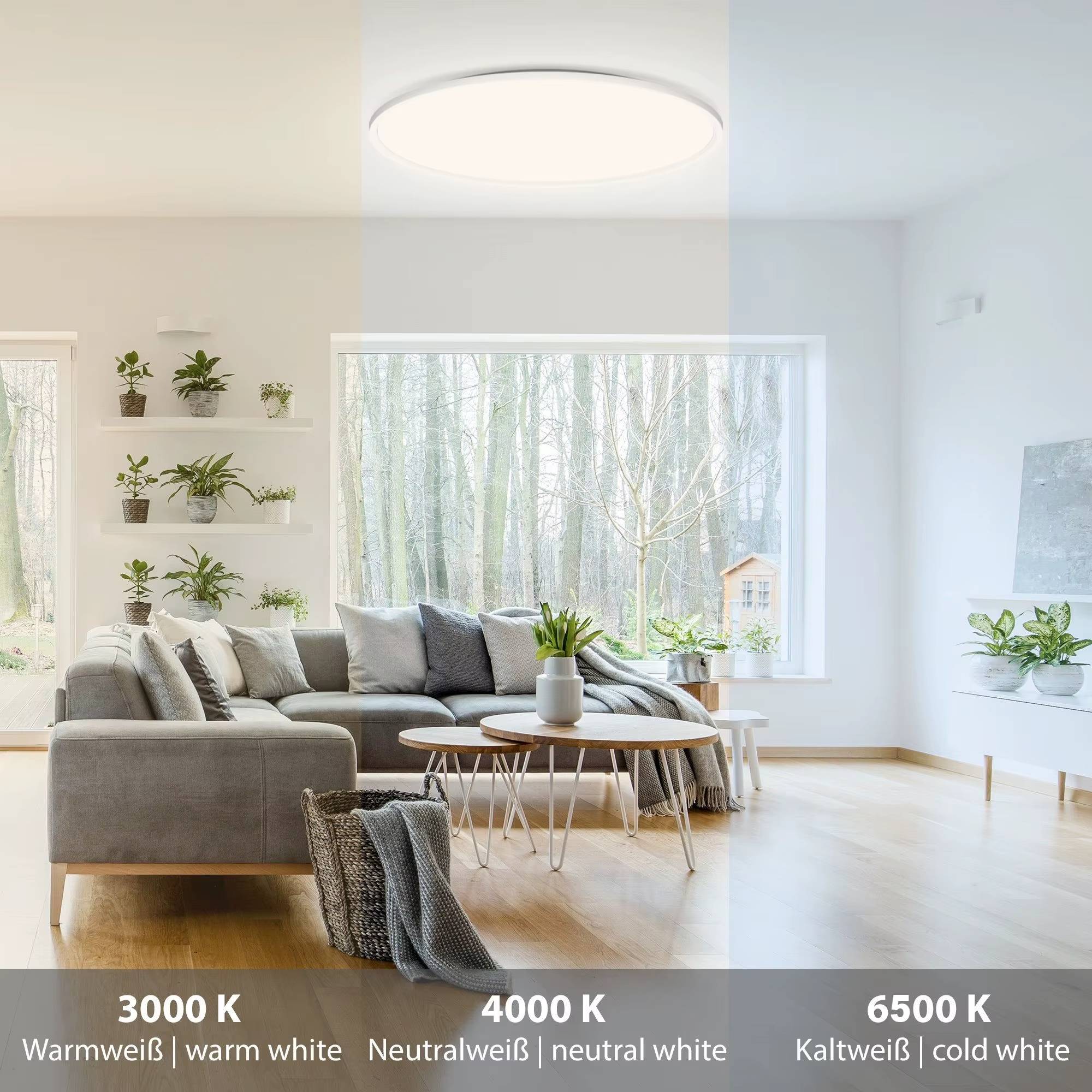 Paurller Smart LED Plafondlamp Moon Shadow Air520 — Ronde Ultradunne Armatuur — Dimbaar — Instelbare Lichtkleur en Helderheid — Slimme Bediening via App en Afstandsbediening — Ø 52 cm — Voor Woonkamer, Keuken en Slaapkamer
