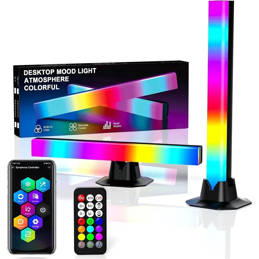1 Paar - Smart LED Light Bars - Mobile App Control - Kleurrijke, Geavanceerde Sfeerverlichting, Synchroniseert met Muziek, RGBIC Technologie, Bluetooth Connectiviteit, Energiezuinig, Ideaal voor Entertainment en Gaming Ruimtes
