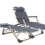 Opklapbare Loungestoel voor Buiten Tuin, Kantoor en Thuis met Hoofdsteun - Draagvermogen tot 250 kg - Grijs
