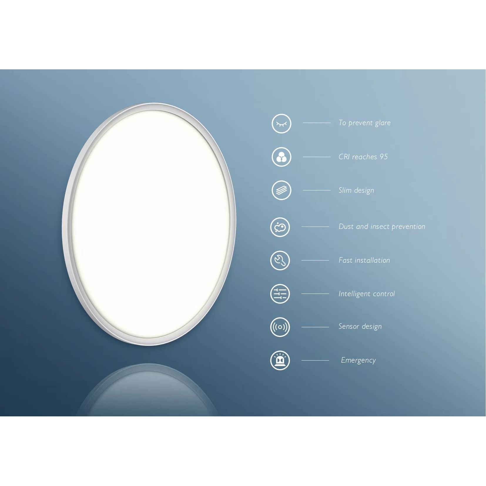 Paurller Smart LED Plafondlamp Moon Shadow Air520 — Ronde Ultradunne Armatuur — Dimbaar — Instelbare Lichtkleur en Helderheid — Slimme Bediening via App en Afstandsbediening — Ø 52 cm — Voor Woonkamer, Keuken en Slaapkamer