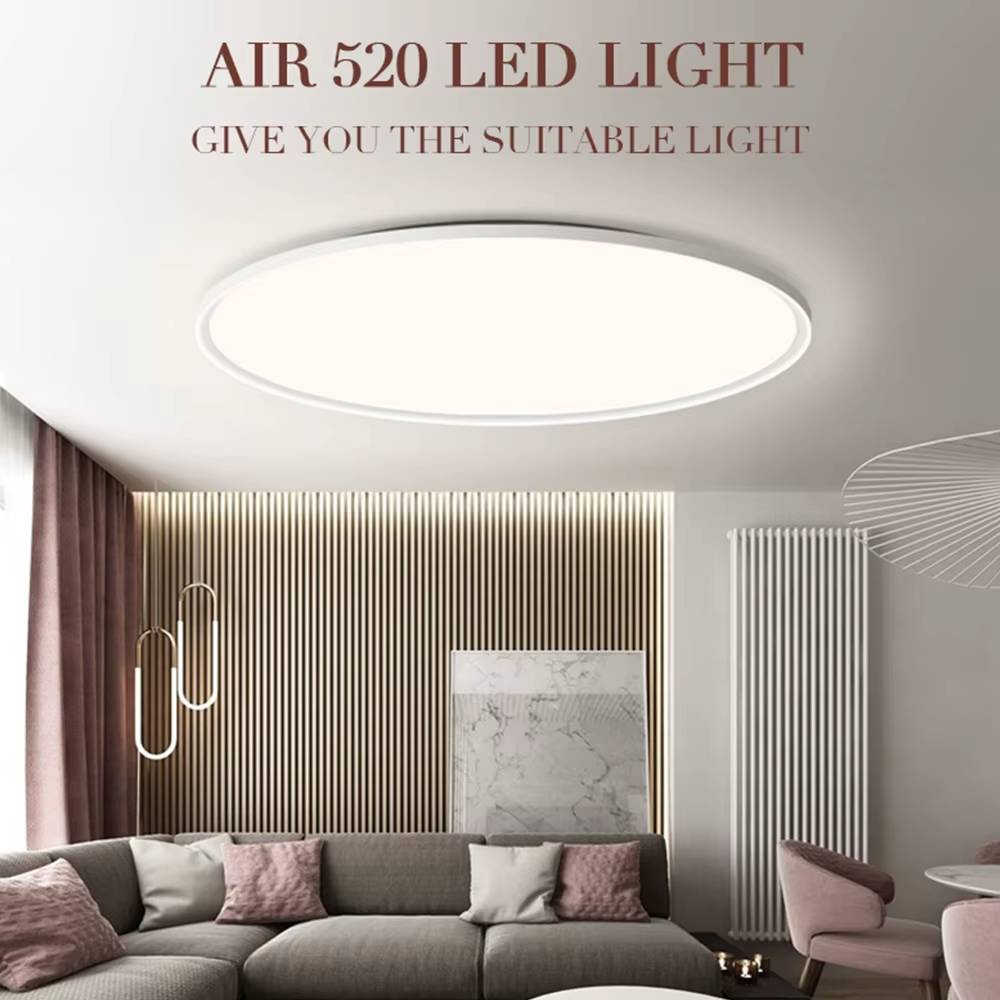 Paurller Smart LED Plafondlamp Moon Shadow Air520 — Ronde Ultradunne Armatuur — Dimbaar — Instelbare Lichtkleur en Helderheid — Slimme Bediening via App en Afstandsbediening — Ø 52 cm — Voor Woonkamer, Keuken en Slaapkamer