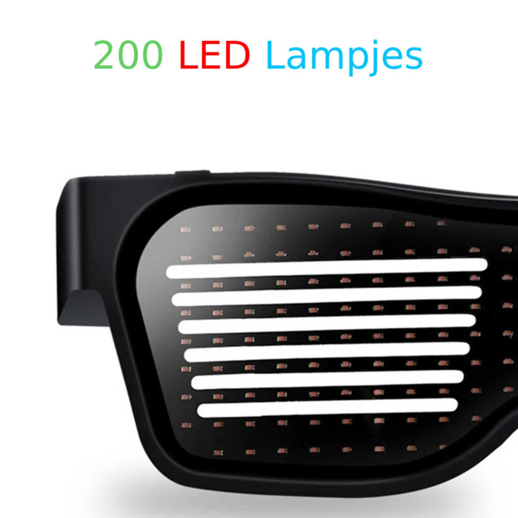 Programmeerbare LED-Bril - Maak van Elk Feest een Lichtspektakel - App Bestuurbaar - Volledig Personaliseerbaar - Ideaal voor Feestjes - 32 Animaties, 11 Afbeeldingen - Lange Batterijduur en USB-Oplaadbaar - Comfortabel - Duurzaam- Zwart