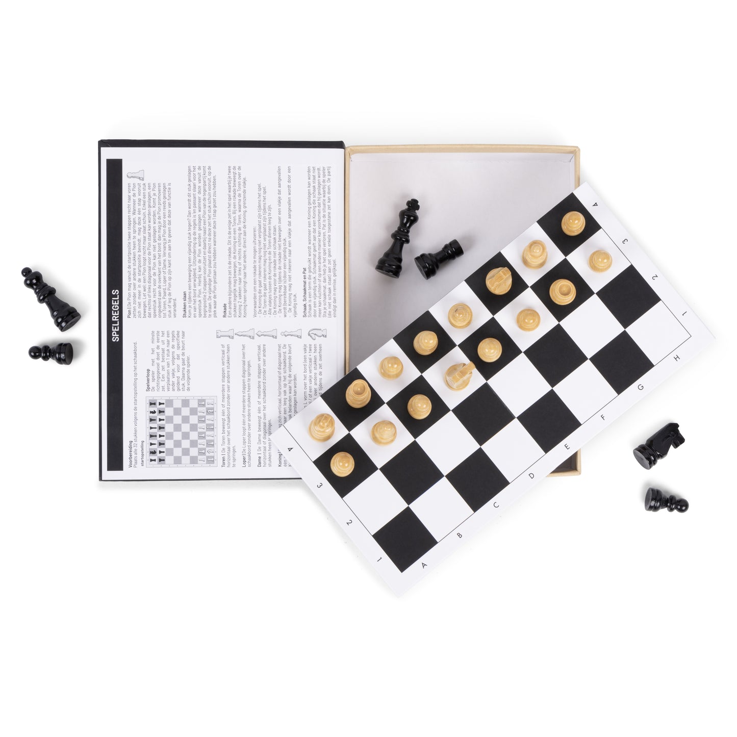 Luxe Schaakbord in Boekvorm - Opvouwbaar Schaakspel - Reisschaakbord- Houten Schaakstukken en Bord - Bordformaat 24 x 24 cm - Compacte Boekvorm (14.5 x 4.5 x 20 cm) - Perfect voor Beginners en Experts