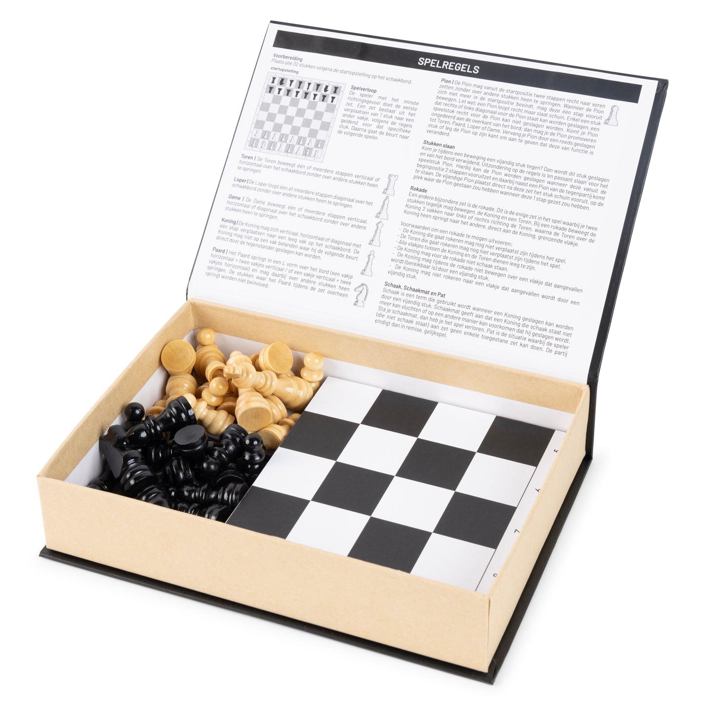 Luxe Schaakbord in Boekvorm - Opvouwbaar Schaakspel - Reisschaakbord- Houten Schaakstukken en Bord - Bordformaat 24 x 24 cm - Compacte Boekvorm (14.5 x 4.5 x 20 cm) - Perfect voor Beginners en Experts