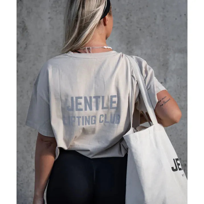 Lifting Club Oversized T-Shirt - Stijlvolle en Comfortabele Mode voor Elke Gelegenheid, Verkrijgbaar in Beige en Bruin, Maten S en L - 100% Katoen met Unieke Print, O-Neck en Ruime Pasvorm, Ideaal voor Casual en Sportieve Outfits