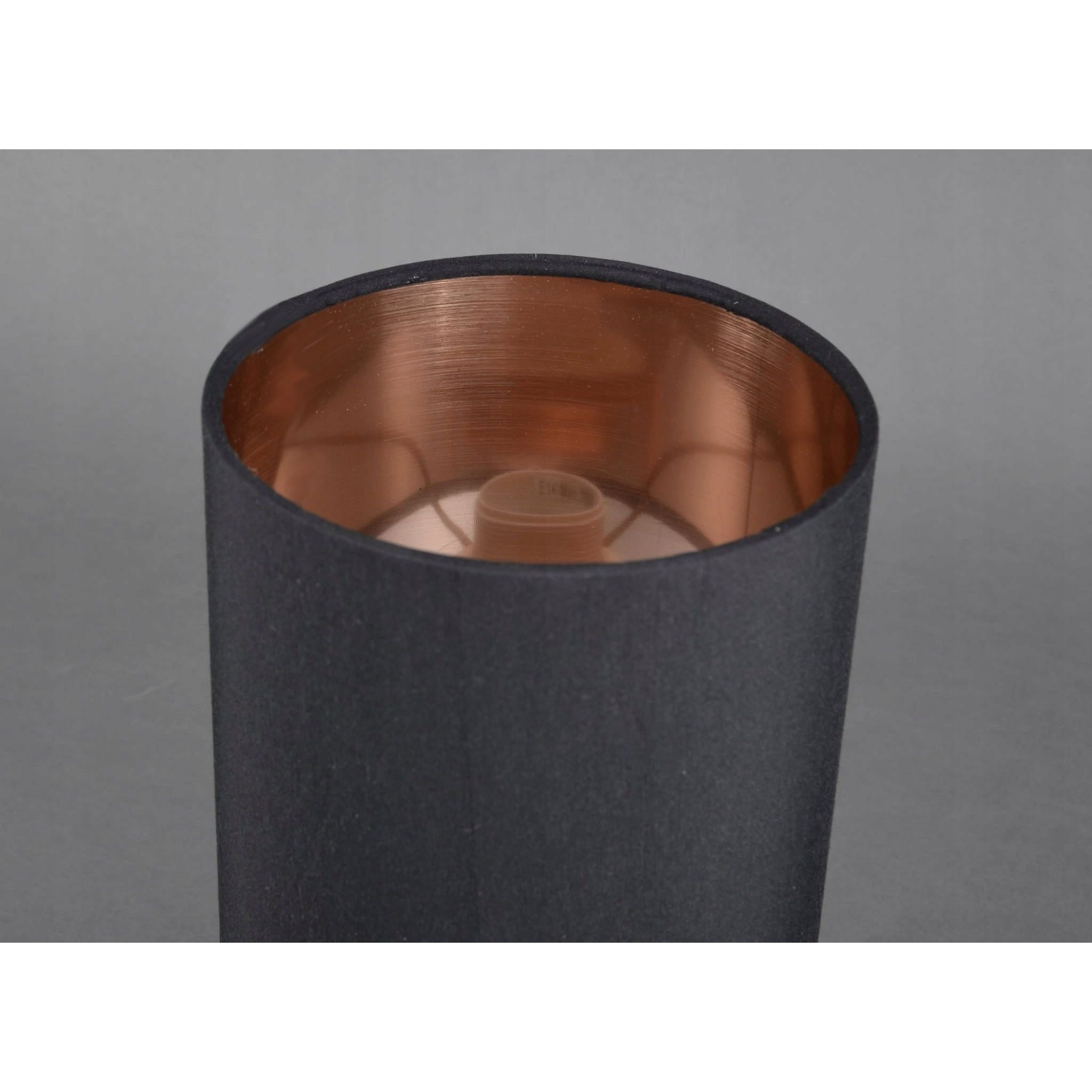 Nachtlamp - Modern Design - Zwarte Kap met Gouden Binnenzijde - LED 6W Inclusief - E14 Fitting - Hoogte 28 cm - Ø 14 cm - Miedzige Metalen Voet - Warm Wit Licht (2700K)