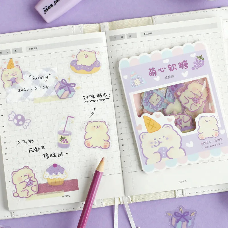 Schattige Fruit & Dieren Cartoon Stickers - Ideaal voor Scrapbooking, DIY Dagboeken en Leuke Planner Versiering -4 stijlen x 45 stuks elk