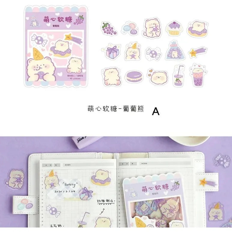 Schattige Fruit & Dieren Cartoon Stickers - Ideaal voor Scrapbooking, DIY Dagboeken en Leuke Planner Versiering -4 stijlen x 45 stuks elk