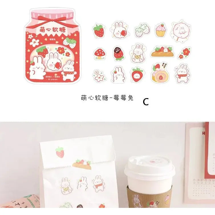 Schattige Fruit & Dieren Cartoon Stickers - Ideaal voor Scrapbooking, DIY Dagboeken en Leuke Planner Versiering -4 stijlen x 45 stuks elk