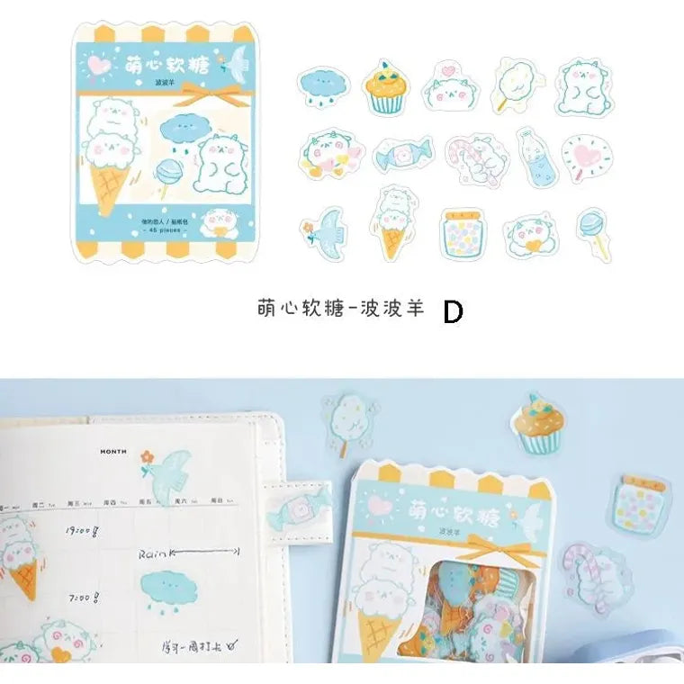 Schattige Fruit & Dieren Cartoon Stickers - Ideaal voor Scrapbooking, DIY Dagboeken en Leuke Planner Versiering -4 stijlen x 45 stuks elk