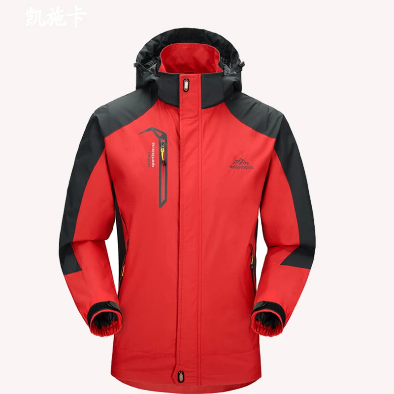 Outdoor - Waterdichte & Winddichte Jas - Trekking Jacket - Perfect voor Wandelen, Klimmen, Trekken - Ademend - Lichtgewicht - Verstelbare Softshell Windbreaker Jas - Unisex - Rood