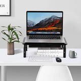 Monitorstandaard Verhoger – Verstelbare Monitor Riser met Lade – Ergonomische Bureauverhoger – 3 Hoogtes – Ventilerend Metalen Opzetstuk – Schermverhoger voor Laptop Printer PC – Zwart Monitorplatform