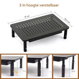 Monitorstandaard Verhoger – Verstelbare Monitor Riser met Lade – Ergonomische Bureauverhoger – 3 Hoogtes – Ventilerend Metalen Opzetstuk – Schermverhoger voor Laptop Printer PC – Zwart Monitorplatform
