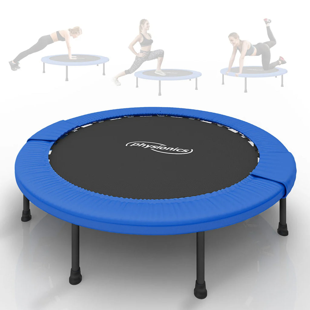 Fitness Trampoline - Ø102cm - Low-Impact Training - 36 Veren - 100kg Draagvermogen - Blauw/Zwart - Staal, PVC, PP - 22cm Hoog