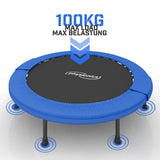 Fitness Trampoline - Ø102cm - Low-Impact Training - 36 Veren - 100kg Draagvermogen - Blauw/Zwart - Staal, PVC, PP - 22cm Hoog
