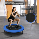 Fitness Trampoline - Ø102cm - Low-Impact Training - 36 Veren - 100kg Draagvermogen - Blauw/Zwart - Staal, PVC, PP - 22cm Hoog