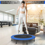 Fitness Trampoline - Ø102cm - Low-Impact Training - 36 Veren - 100kg Draagvermogen - Blauw/Zwart - Staal, PVC, PP - 22cm Hoog