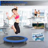 Fitness Trampoline - Ø102cm - Low-Impact Training - 36 Veren - 100kg Draagvermogen - Blauw/Zwart - Staal, PVC, PP - 22cm Hoog
