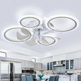 63 cm LED Plafondventilator Met Lamp - Plafondventilator Met Verlichting - Moderne Bladloze Ventilatorlamp - Flush Mount Ventilator - 7 Bladen Ventilator - Dimbare LED Lamp - Afstandsbediening & App Bediening - 6 Snelheden - 3000K-6500K