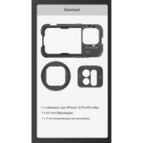 Neewer - Metalen Videocage voor iPhone 15 Pro - Bescherming & Verbeterde Vlog Ervaring - Compatibel met MagSafe & PA010 - Geen Montage Nodig - Lichtgewicht Aluminium & Rubber - Inclusief 67MM Filter- & 17MM Lenshouder - PA023