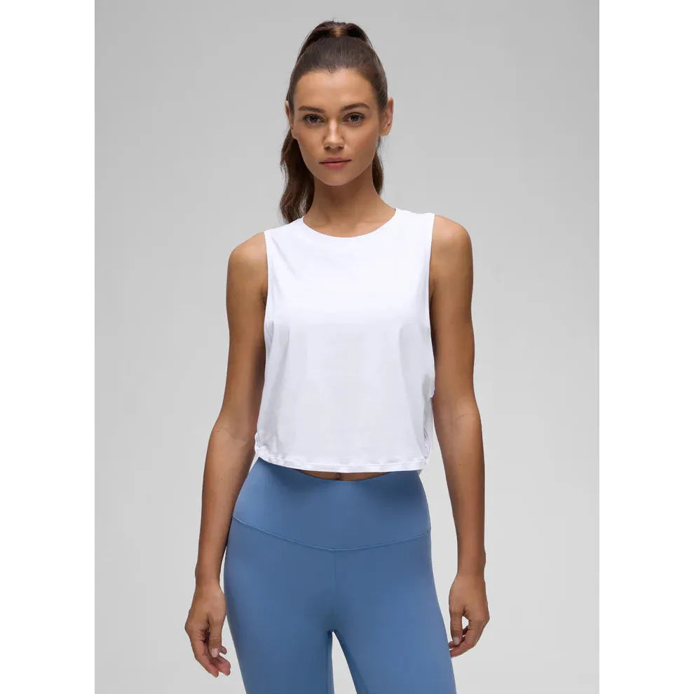 CRZ YOGA - Pima Cotton Crop Tanktop - Maat M - Loose Fit - Diepe Armgaten - Side-Knot Design - Ademend & Lichtgewicht - Korte Sporttop voor Yoga & Fitness - Maat 40 - Zwart