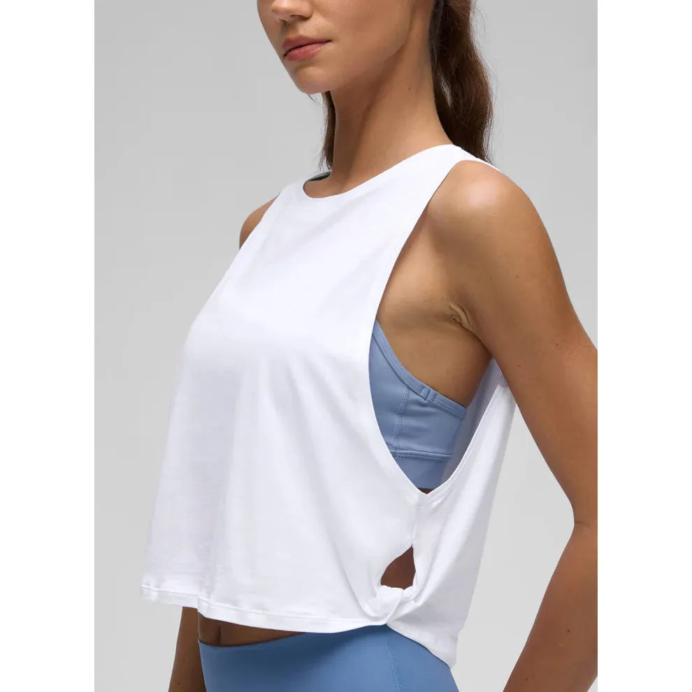 CRZ YOGA - Pima Cotton Crop Tanktop - Maat M - Loose Fit - Diepe Armgaten - Side-Knot Design - Ademend & Lichtgewicht - Korte Sporttop voor Yoga & Fitness - Maat 40 - Zwart