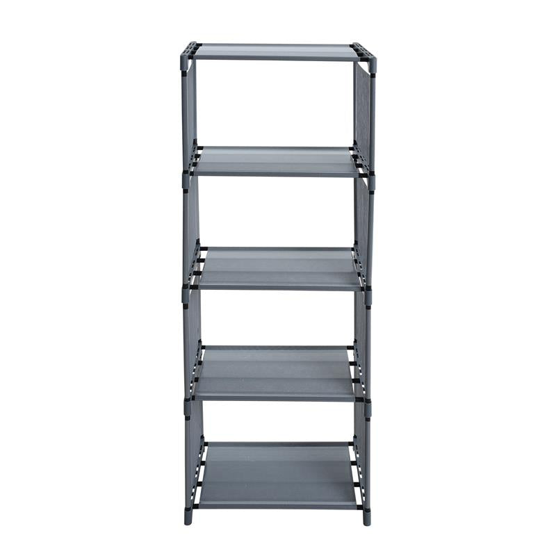 5-Lagen Boekenkast met 4 Opbergvakken – Moderne Boekenplank en Displaykast – Opvouwbare Organizer van Non-Woven Stof & PP – Ruimtebesparend Opslagrek voor Boeken, Documenten en Decoratie – 125×41×28 cm – Lichtgewicht & Duurzaam