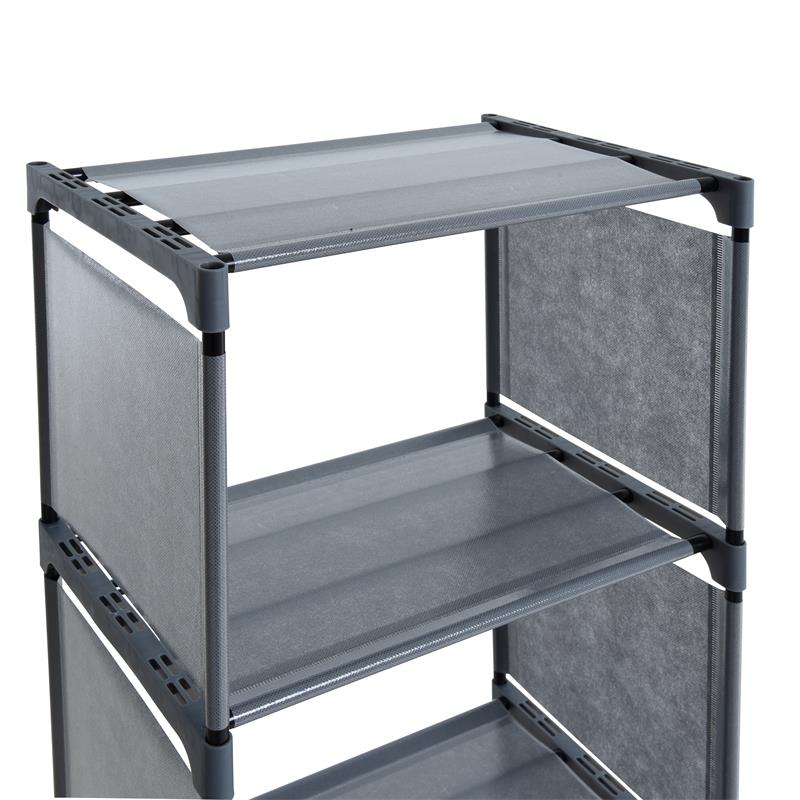 5-Lagen Boekenkast met 4 Opbergvakken – Moderne Boekenplank en Displaykast – Opvouwbare Organizer van Non-Woven Stof & PP – Ruimtebesparend Opslagrek voor Boeken, Documenten en Decoratie – 125×41×28 cm – Lichtgewicht & Duurzaam
