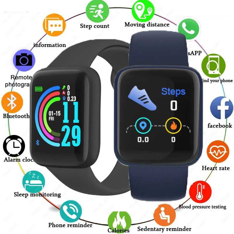 Multifunctioneel Fitness Smartwatch in Klassiek Zwart - 1.44