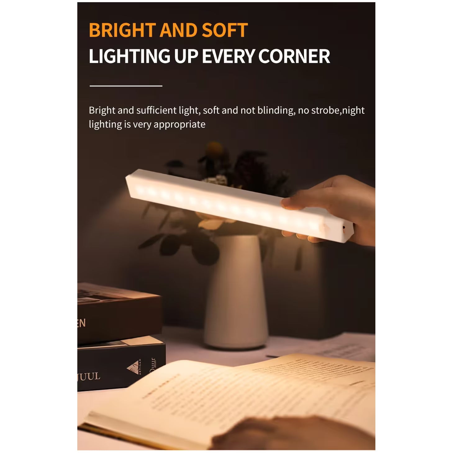 50cm Bewegingssensor LED Licht - Koud Wit Licht – Oplaadbare LED Bar Met Infraroodsensor – Draadloos Nachtlampje Met Magneetbevestiging – Warm Wit Anti-Verblind Licht – Voor Kast Keuken Gang Trap Lade Garderobe Slaapkamer – 3 Standen AUTO-ON-OFF