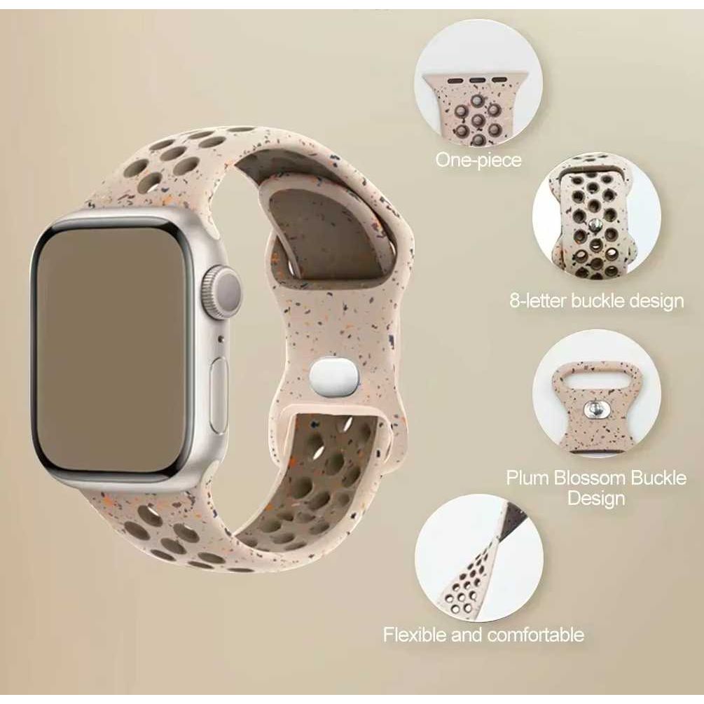 Vervangende Sportarmband Voor Apple Watch - Gerecycled Siliconenmateriaal - Ademend en Waterbestendig - Uniek Ontwerp Met Kleurrijke Vlokken - Geschikt Voor Apple Watch 38mm/40mm/41mm Series - Comfortabel en Duurzaam