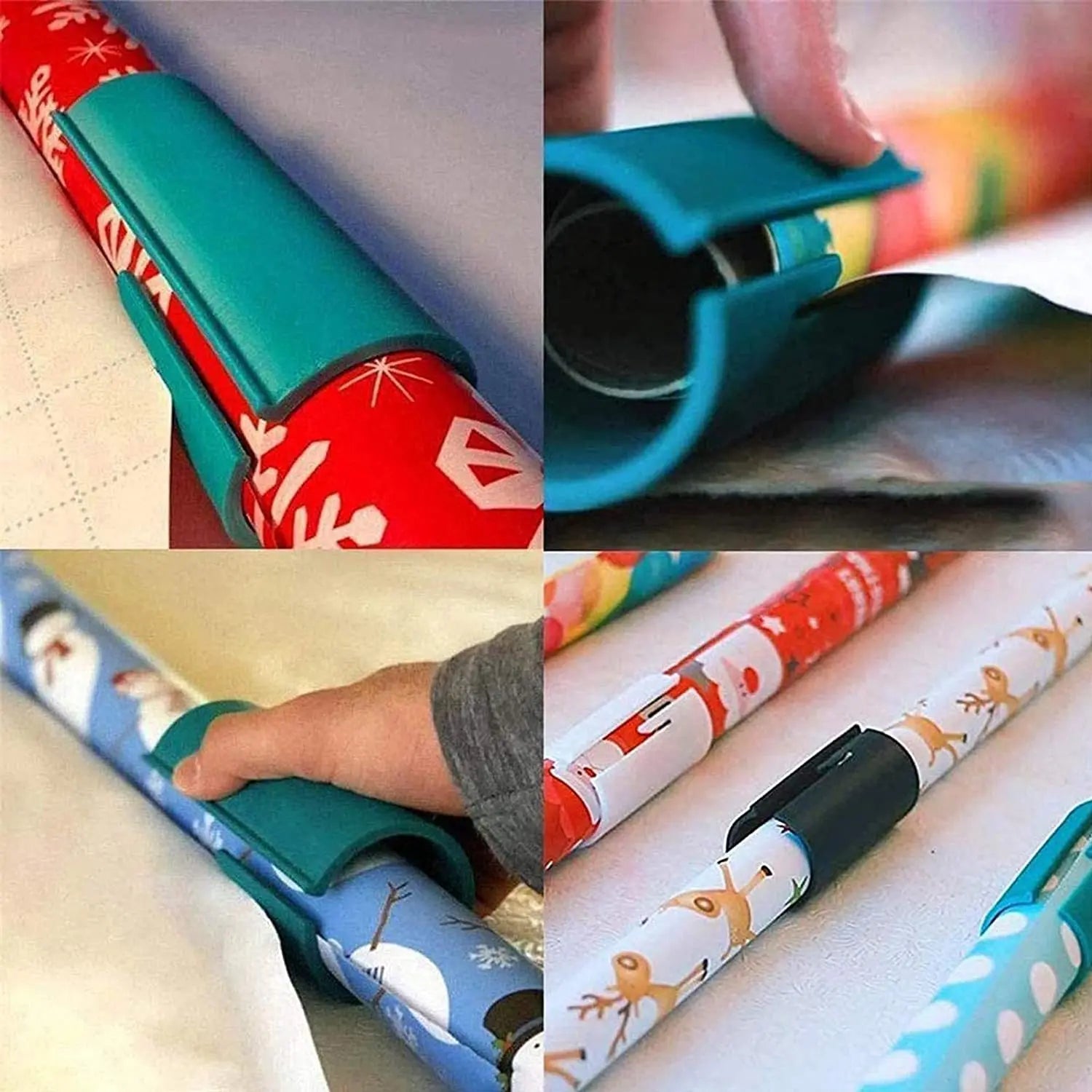 Set van 4 Mini-Snijders voor Cadeaupapier - Zwart en Wit - Compact en Veilig Ontwerp - Ideaal voor Kerst, Verjaardagen en Bruiloften - Geschikt voor Diverse Papiersoorten