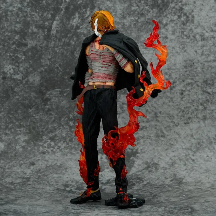One Piece Blood Sanji Figuur 28 cm - Anime Standbeeld van PVC en Vinyl - 3D Sanji Beeldje 11 Inch - Manga Verzamelbeeld Collectible Figure - Gedetailleerd Anime Figuur als Decoratie voor Bureau Vitrinekast Woonkamer of Kantoor