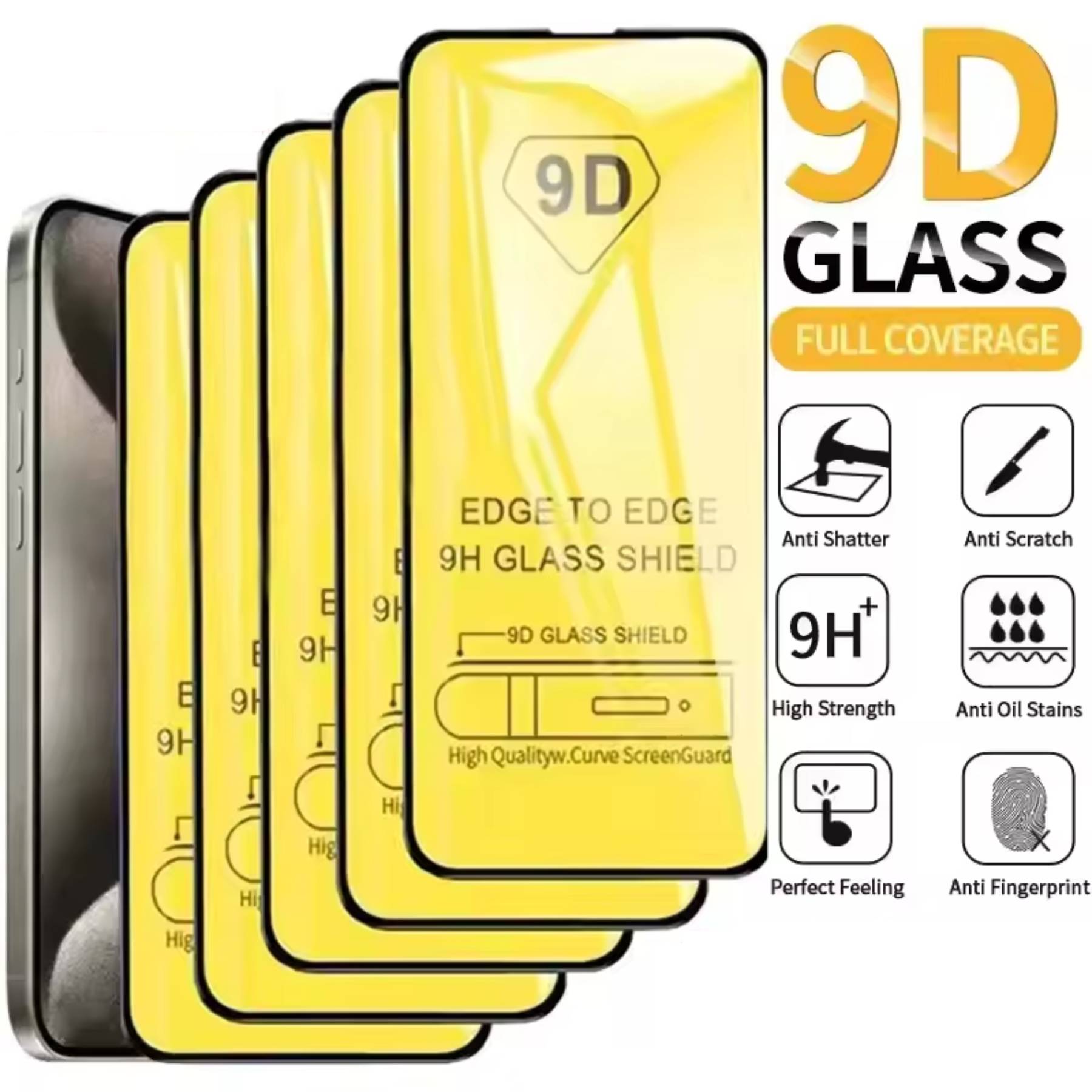 5 Stuks – Gehard Glas Screenprotector – Geschikt voor Apple iPhone 13 / 13 Pro / 14 – Volledige Dekking – Full Screen Tempered Glass – Krasbestendig – Schokbestendig – Ultra Touch Gevoeligheid – 9H Hardheid – Rand-tot-Rand Bescherming