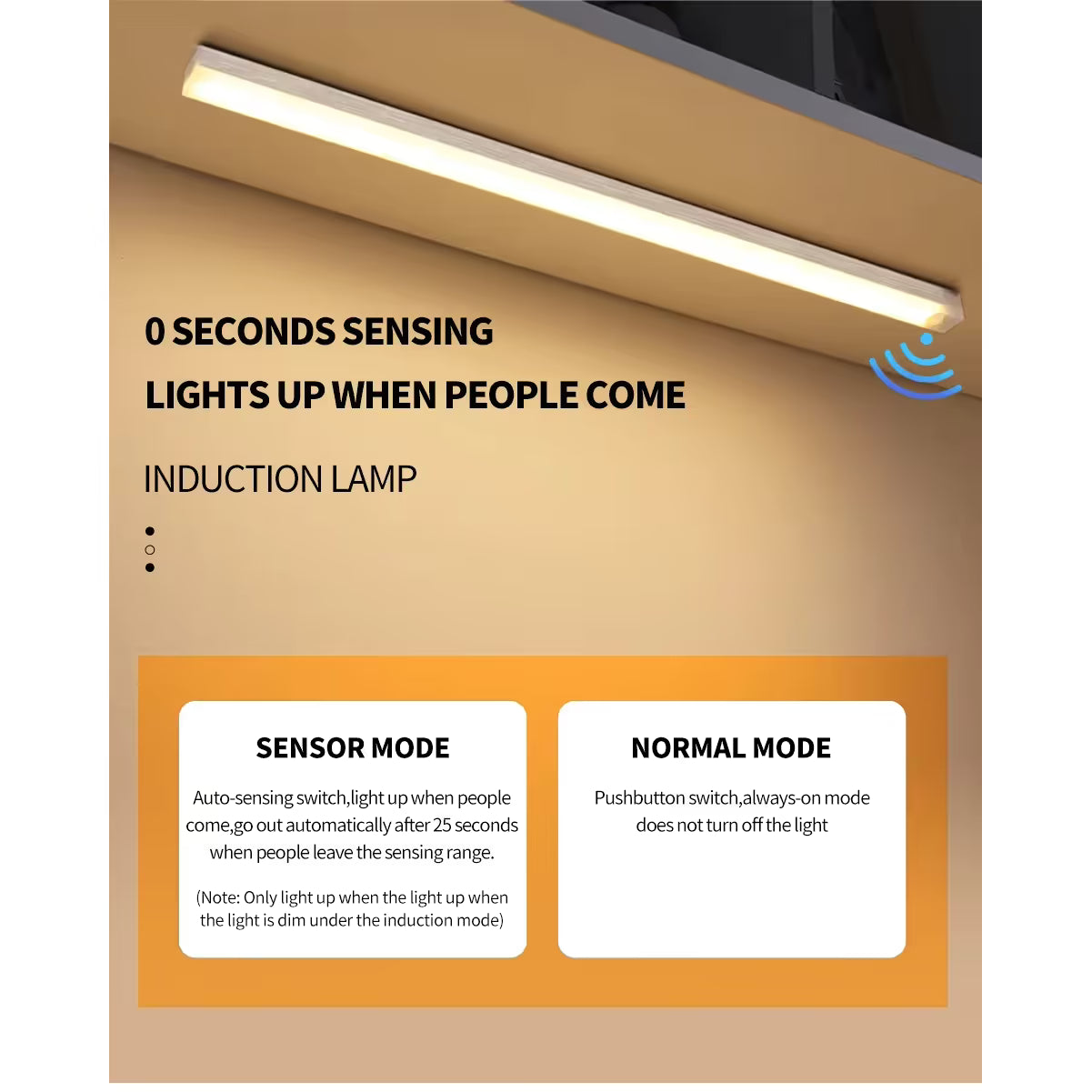 50cm Bewegingssensor LED Licht - Koud Wit Licht – Oplaadbare LED Bar Met Infraroodsensor – Draadloos Nachtlampje Met Magneetbevestiging – Warm Wit Anti-Verblind Licht – Voor Kast Keuken Gang Trap Lade Garderobe Slaapkamer – 3 Standen AUTO-ON-OFF