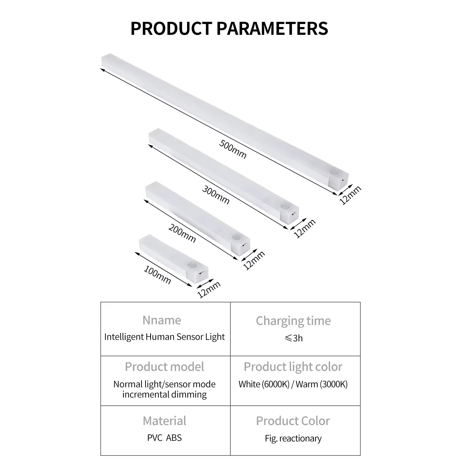 50cm Bewegingssensor LED Licht - Koud Wit Licht – Oplaadbare LED Bar Met Infraroodsensor – Draadloos Nachtlampje Met Magneetbevestiging – Warm Wit Anti-Verblind Licht – Voor Kast Keuken Gang Trap Lade Garderobe Slaapkamer – 3 Standen AUTO-ON-OFF