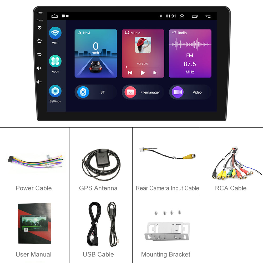 Universele Auto Multimedia Speler-Android-11-Geheugen-2GB-ROM-32GB-Touch-Scherm-Radio-Universal-Kaart-APK-Zwart