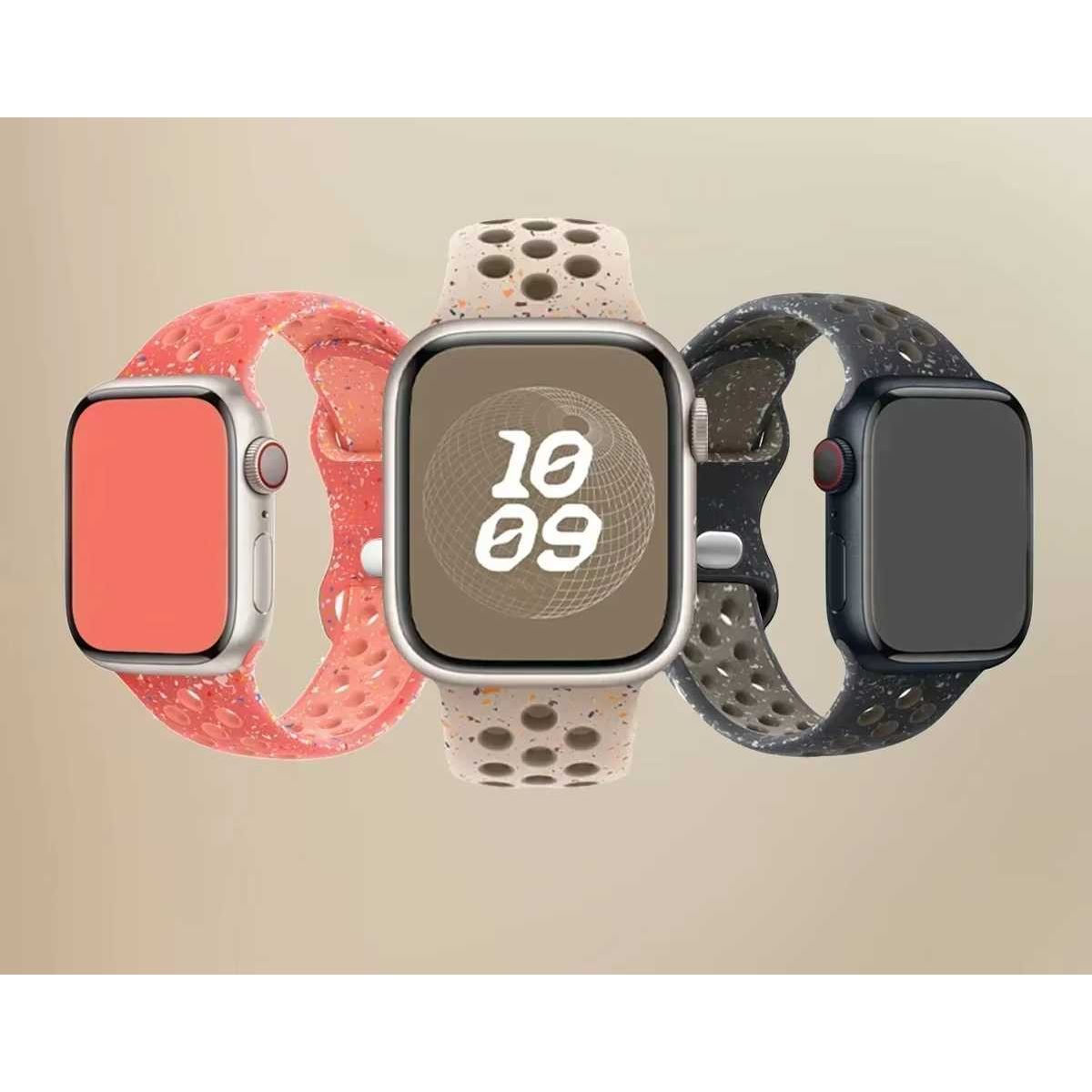 Vervangende Sportarmband Voor Apple Watch - Gerecycled Siliconenmateriaal - Ademend en Waterbestendig - Uniek Ontwerp Met Kleurrijke Vlokken - Geschikt Voor Apple Watch 38mm/40mm/41mm Series - Comfortabel en Duurzaam