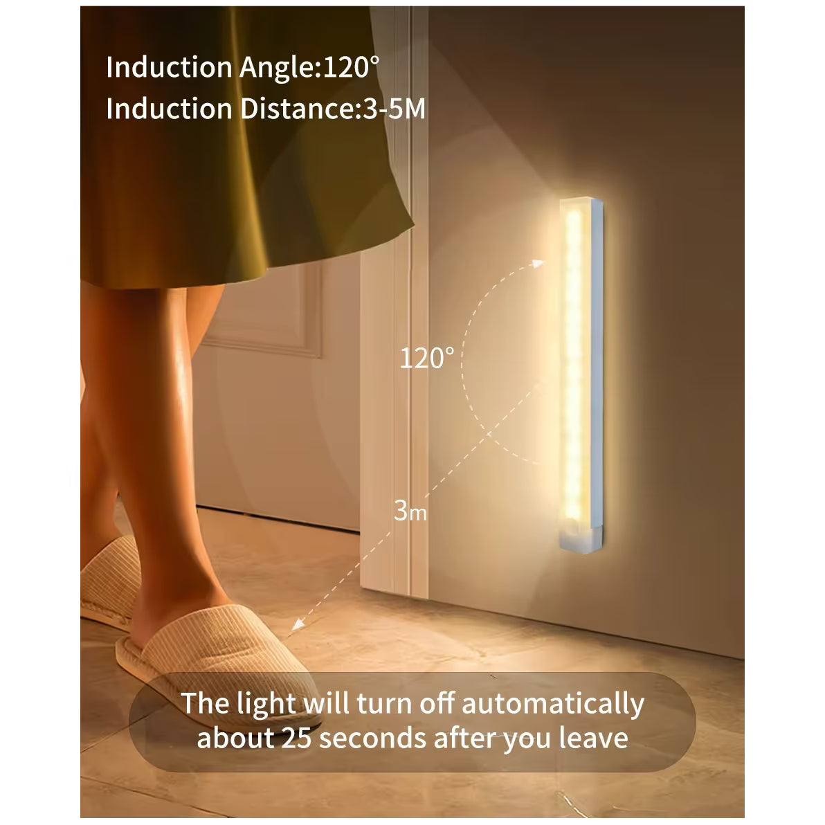 50cm Bewegingssensor LED Licht - Koud Wit Licht – Oplaadbare LED Bar Met Infraroodsensor – Draadloos Nachtlampje Met Magneetbevestiging – Warm Wit Anti-Verblind Licht – Voor Kast Keuken Gang Trap Lade Garderobe Slaapkamer – 3 Standen AUTO-ON-OFF