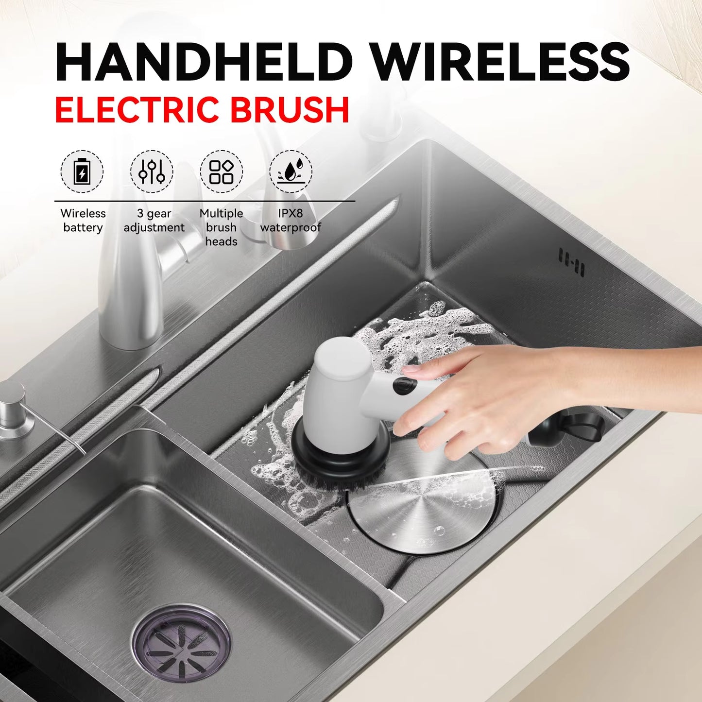 Draadloze Auto Polijstmachine – Elektrische Accu Polisher met Verstelbare Snelheid, Digitale Display &amp; IPX8 Waterdicht – Compacte Autowax- &amp; Polijstset (1200mAh x2 Batterij)