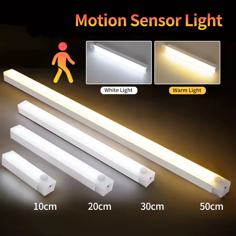 50cm Bewegingssensor LED Licht - Koud Wit Licht – Oplaadbare LED Bar Met Infraroodsensor – Draadloos Nachtlampje Met Magneetbevestiging – Warm Wit Anti-Verblind Licht – Voor Kast Keuken Gang Trap Lade Garderobe Slaapkamer – 3 Standen AUTO-ON-OFF