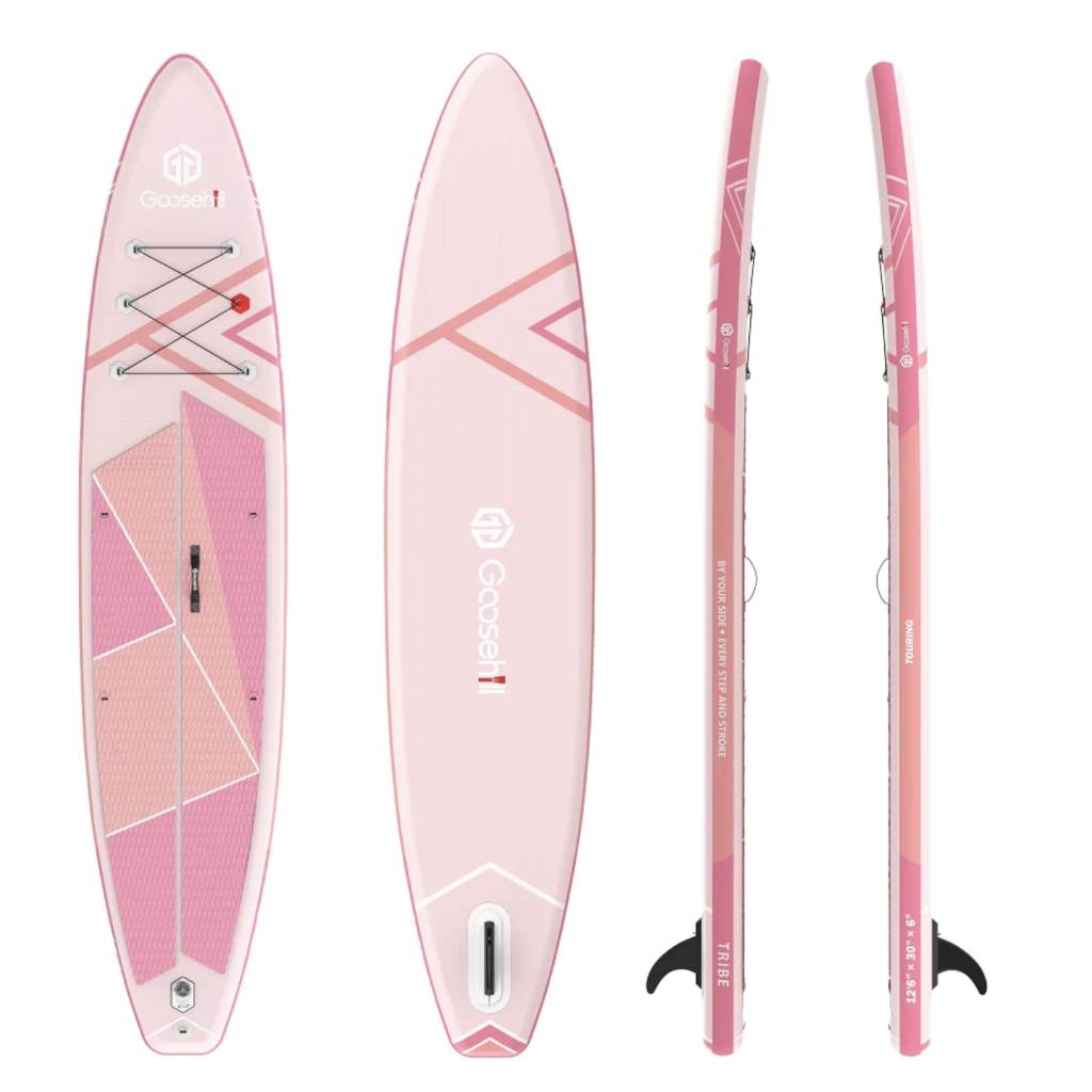 Goosehill Opblaasbaar Stand Up Paddle Board 10'6 x 32 x 6 SUP Board Allround iSUP Peddelboard Paddleboard Opblaasbaar Pakket Verstelbare Peddel Rugzak Veiligheidskoord Pomp Fin Surfbord Waterboard Voor Meer Rivier Oceaan – Tribe Serie -Roze