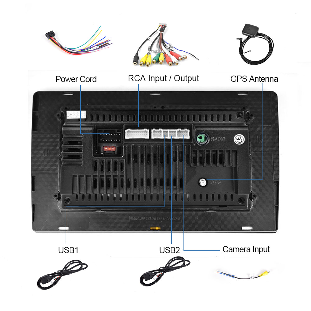 Universele Auto Multimedia Speler-Android-11-Geheugen-2GB-ROM-32GB-Touch-Scherm-Radio-Universal-Kaart-APK-Zwart