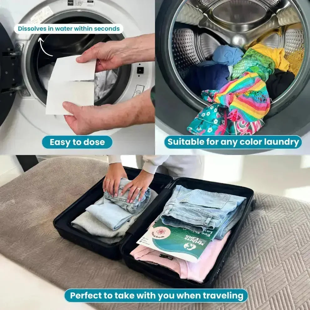 120 Stuks - Mother's Earth Wasstrips - Laundry Sheets voor Wasmachine en Handwas - Oplosbare Wasmiddelstrips Zonder Vloeibaar Wasmiddel - Geconcentreerde Wasblaadjes Wasvellen voor Witte Bonte en Gekleurde Was - Compact Wasmiddel in Stripvorm