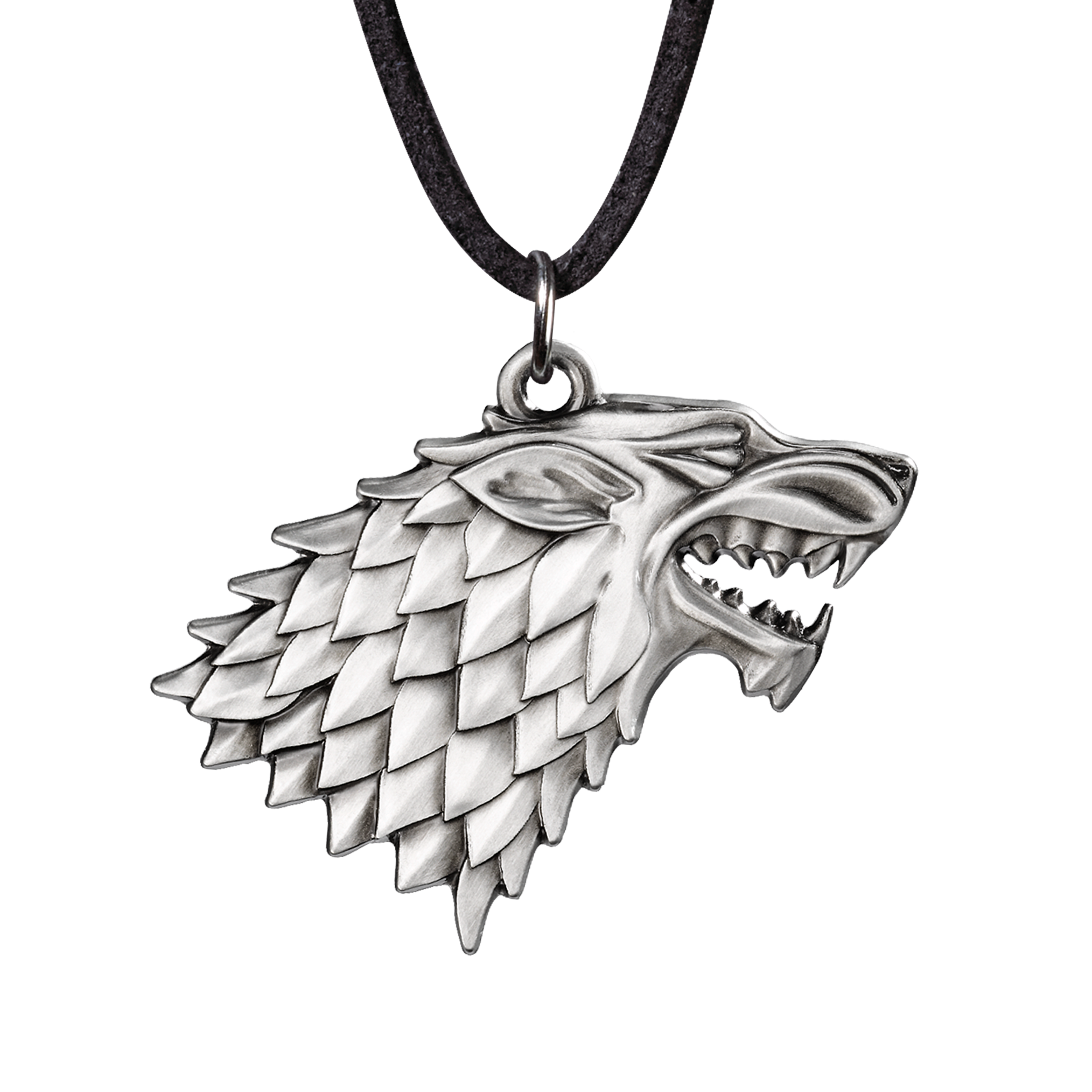 Stark Sigil Hanger - Game of Thrones Hanger met Direwolf - 3.5cm Ongepolijste Metalen Hanger met Synthetisch Leren Koord - Unieke House Stark Ketting