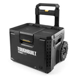 ToughBuilt  Rolling Tool Box 70L – Verrijdbare Gereedschapskoffer Met 22cm Wielen – IP65 Waterdicht – Gereedschapswagen Met Staalversterkt Deksel, Accessoirerails, Uittrekbare Greep &amp; Interne Tray – Stapelbaar Opslagsysteem Voor Professionals