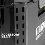 ToughBuilt  Rolling Tool Box 70L – Verrijdbare Gereedschapskoffer Met 22cm Wielen – IP65 Waterdicht – Gereedschapswagen Met Staalversterkt Deksel, Accessoirerails, Uittrekbare Greep &amp; Interne Tray – Stapelbaar Opslagsysteem Voor Professionals