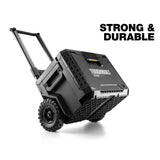 ToughBuilt  Rolling Tool Box 70L – Verrijdbare Gereedschapskoffer Met 22cm Wielen – IP65 Waterdicht – Gereedschapswagen Met Staalversterkt Deksel, Accessoirerails, Uittrekbare Greep &amp; Interne Tray – Stapelbaar Opslagsysteem Voor Professionals
