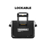 ToughBuilt  Rolling Tool Box 70L – Verrijdbare Gereedschapskoffer Met 22cm Wielen – IP65 Waterdicht – Gereedschapswagen Met Staalversterkt Deksel, Accessoirerails, Uittrekbare Greep &amp; Interne Tray – Stapelbaar Opslagsysteem Voor Professionals